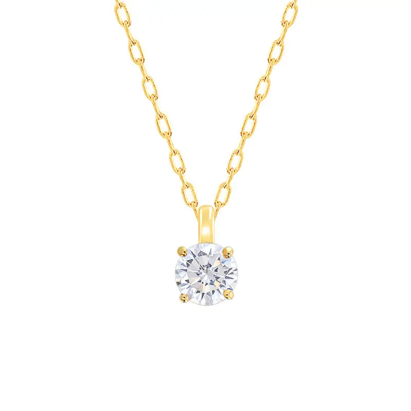 Collier Diamant Solitaire Or Jaune 750, Longueur 40 à 42 cm