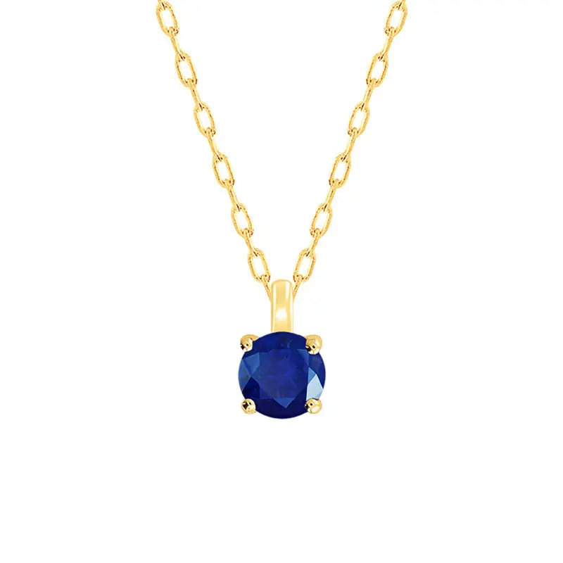 Collier Saphir Solitaire Or Jaune 750, Longueur 40 à 42 cm