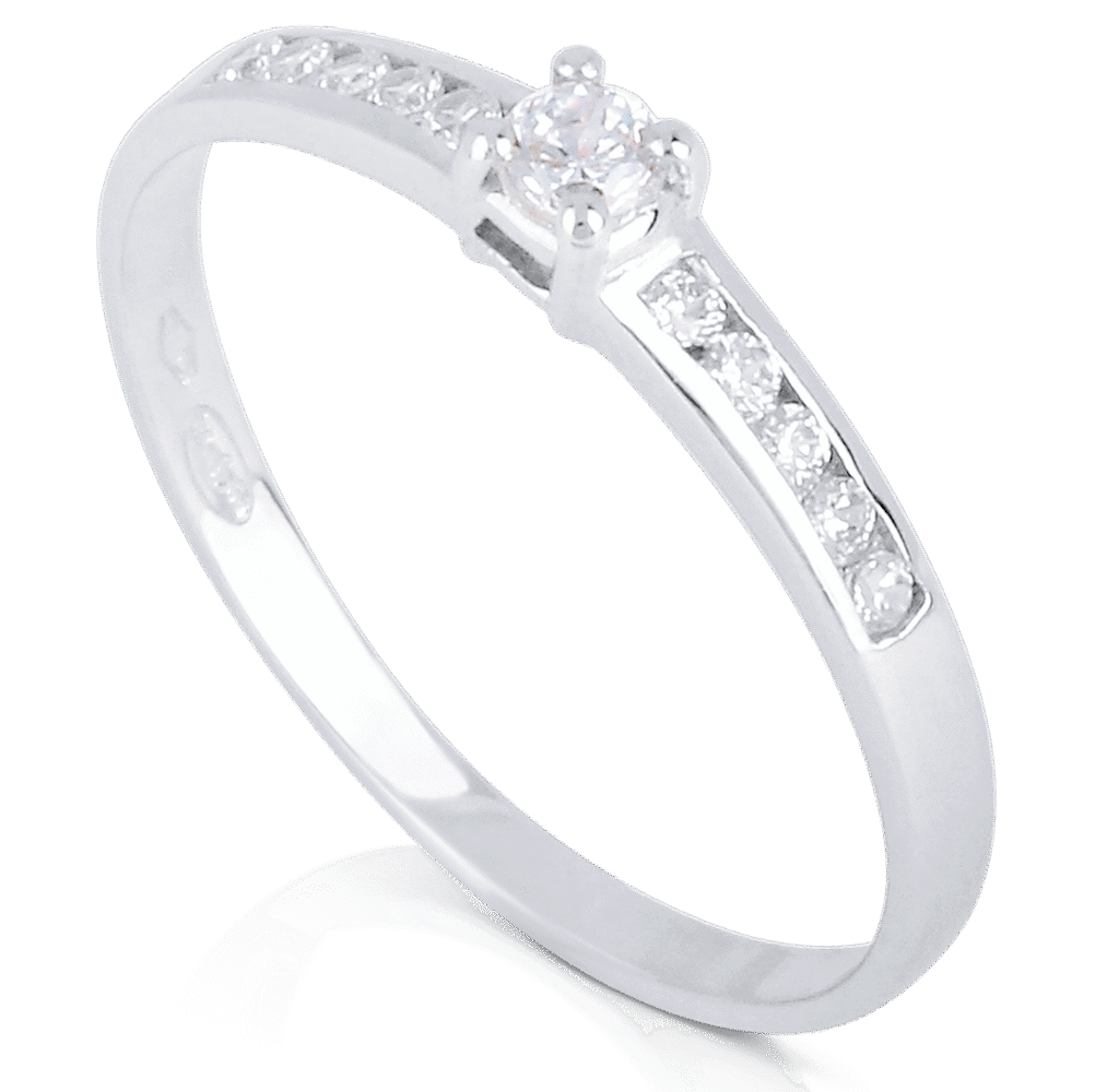 Bague Diamant Solitaire Accompagné Or Blanc 750, Diamant Naturel