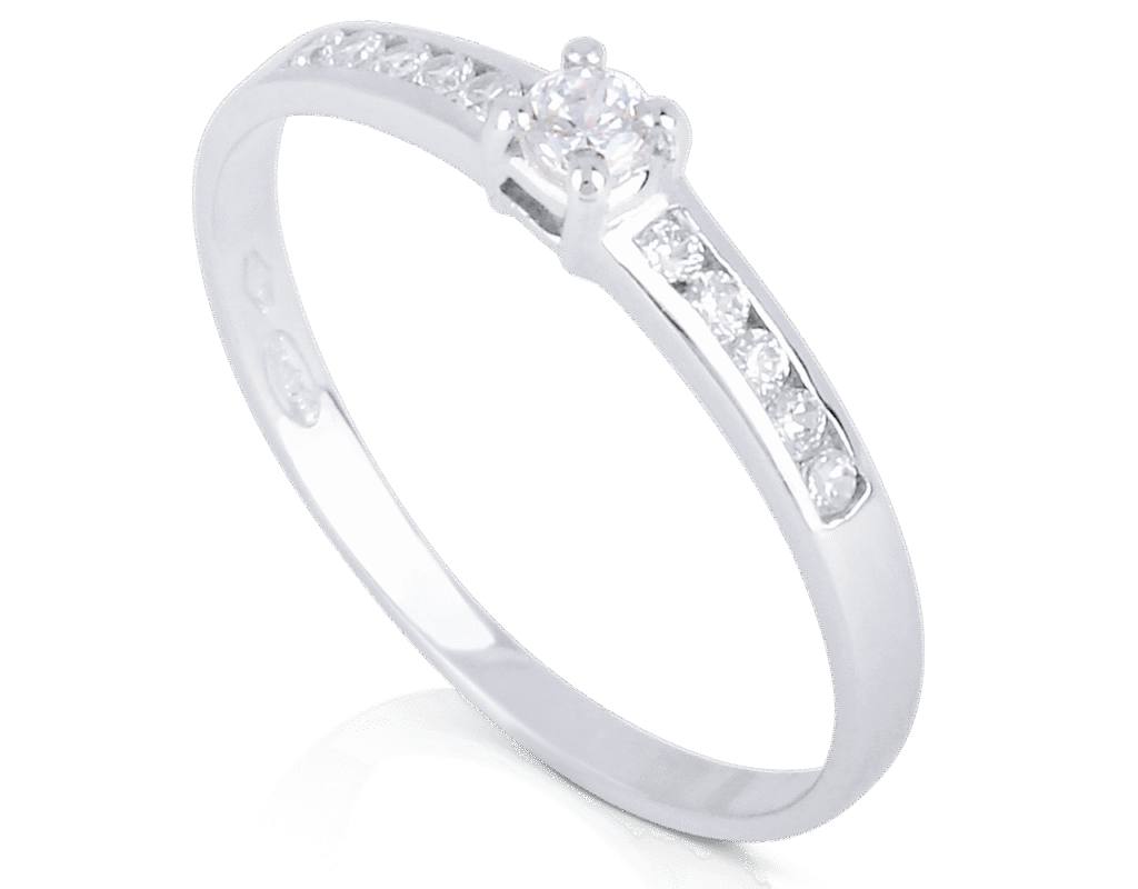 Bague Diamant Solitaire Accompagné Or Blanc 750, Diamant Naturel