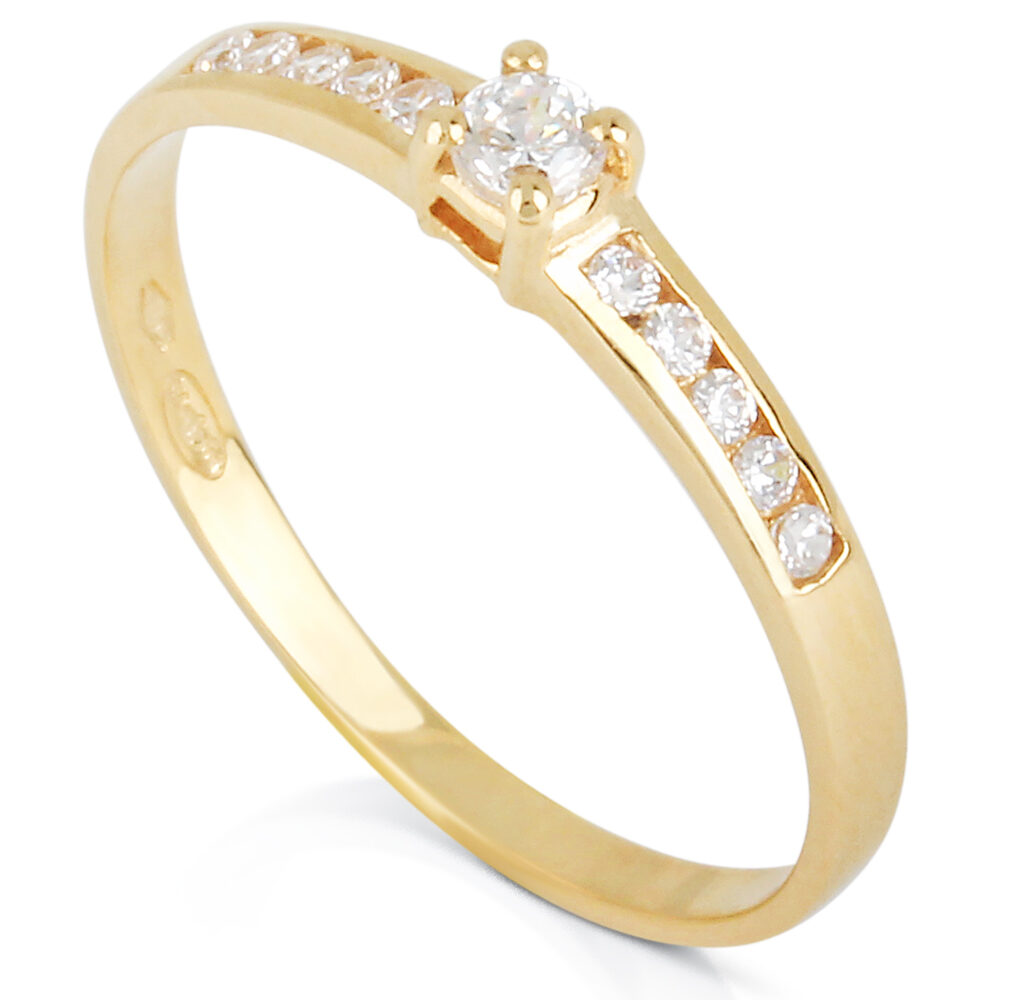 Bague Diamant Solitaire Accompagné Or Jaune 750, Diamant Naturel