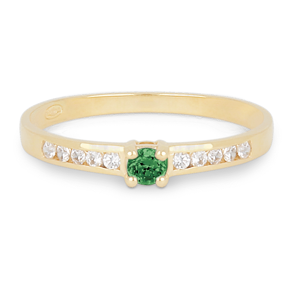 Bague Emeraude et Diamants Accompagné Or Jaune 750