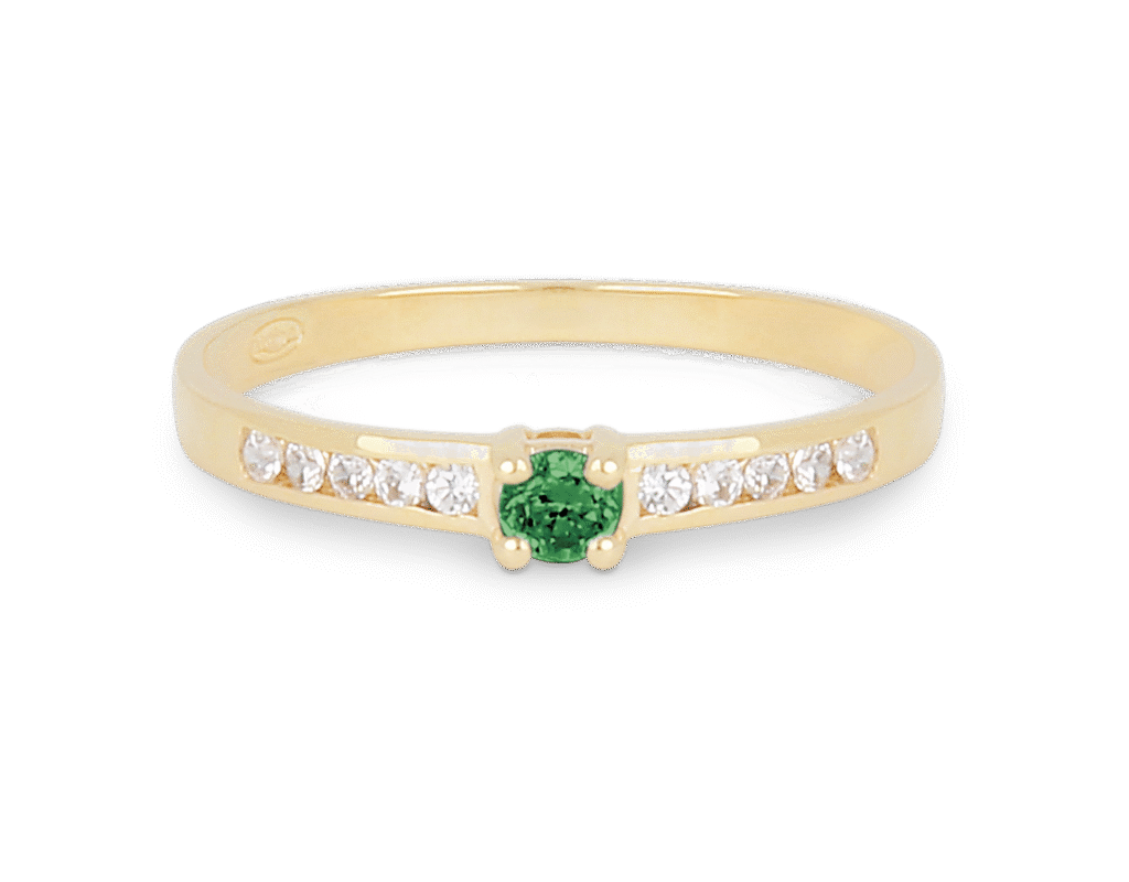 Bague Emeraude et Diamants Accompagné Or Jaune 750