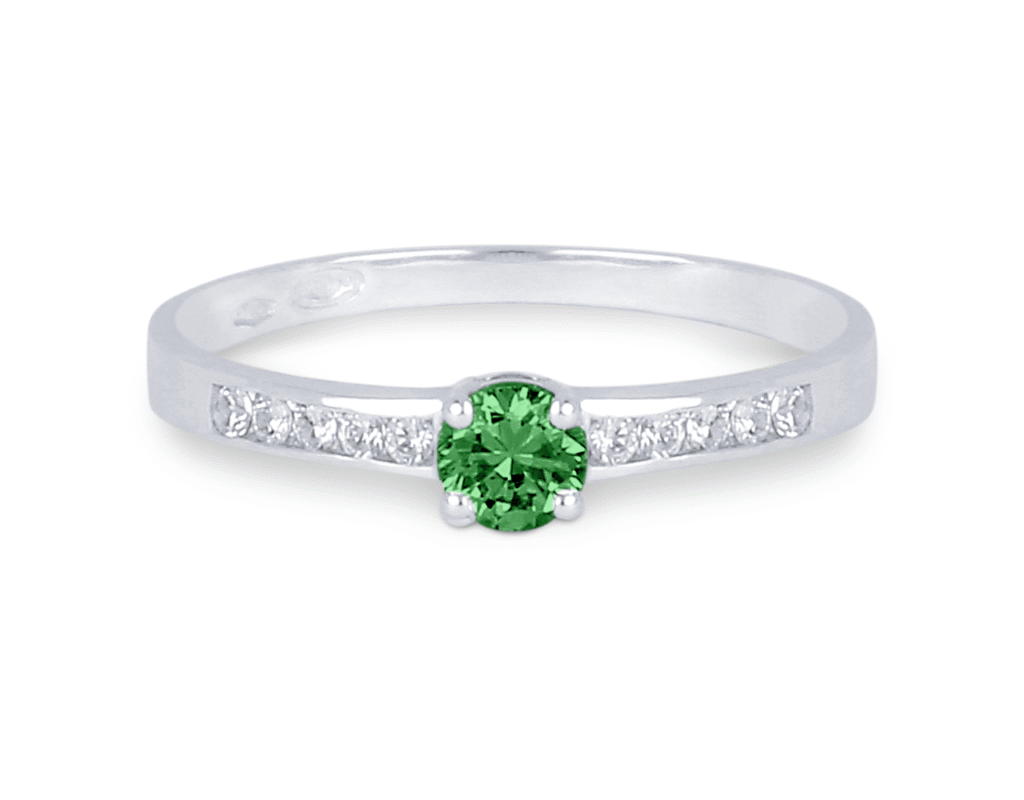 Bague Emeraude et Diamants Accompagné Or Blanc 750 – Image 2