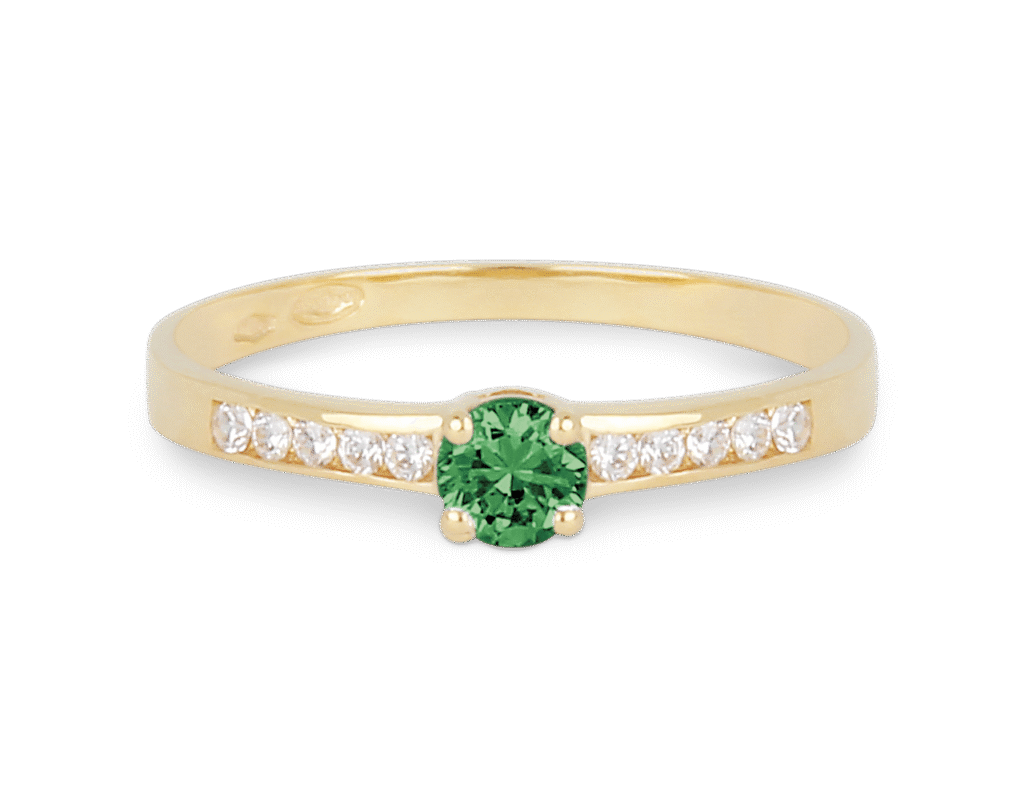Bague Emeraude et Diamants Accompagné Or Jaune 750 – Image 2
