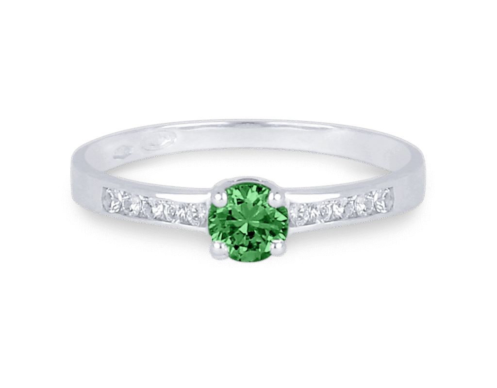 Bague Emeraude et Diamants Accompagné Or Blanc 750 – Image 3