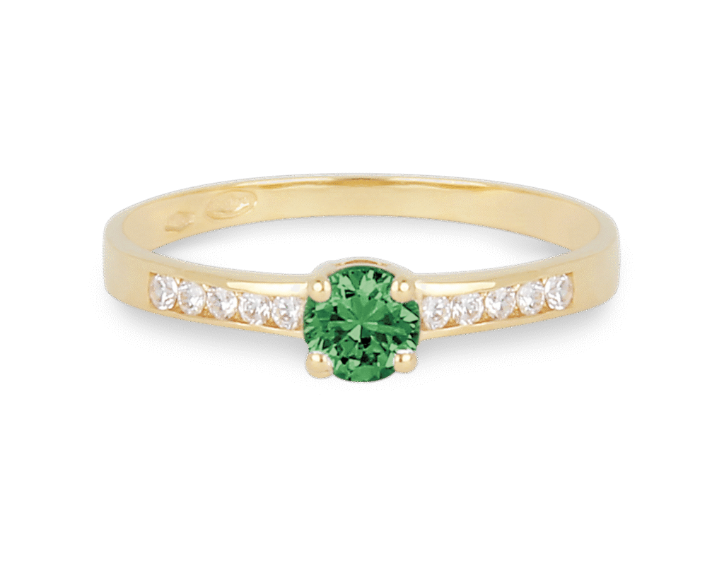 Bague Emeraude et Diamants Accompagné Or Jaune 750 – Image 3