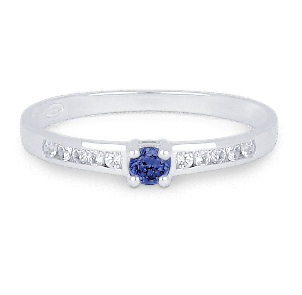 Bague Saphir et Diamants Accompagné Or Blanc 750