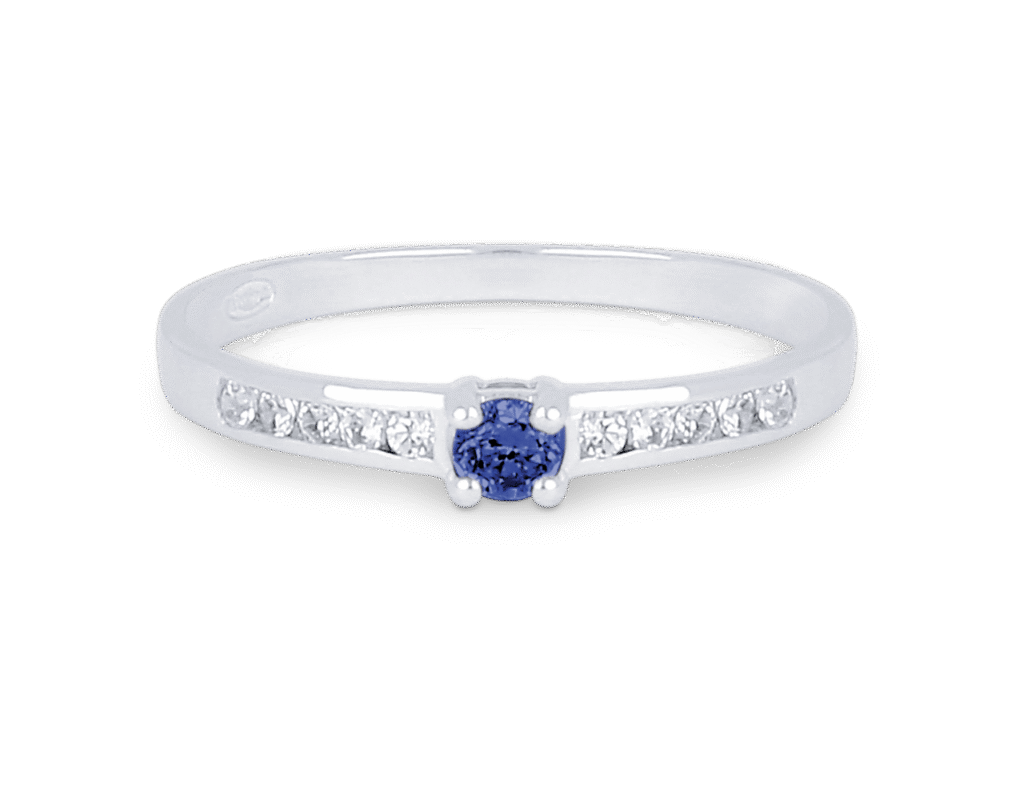 Bague Saphir et Diamants Accompagné Or Blanc 750