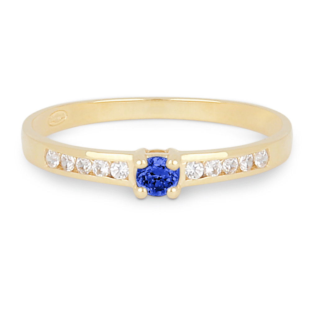Bague Saphir et Diamants Accompagné Or Jaune 750