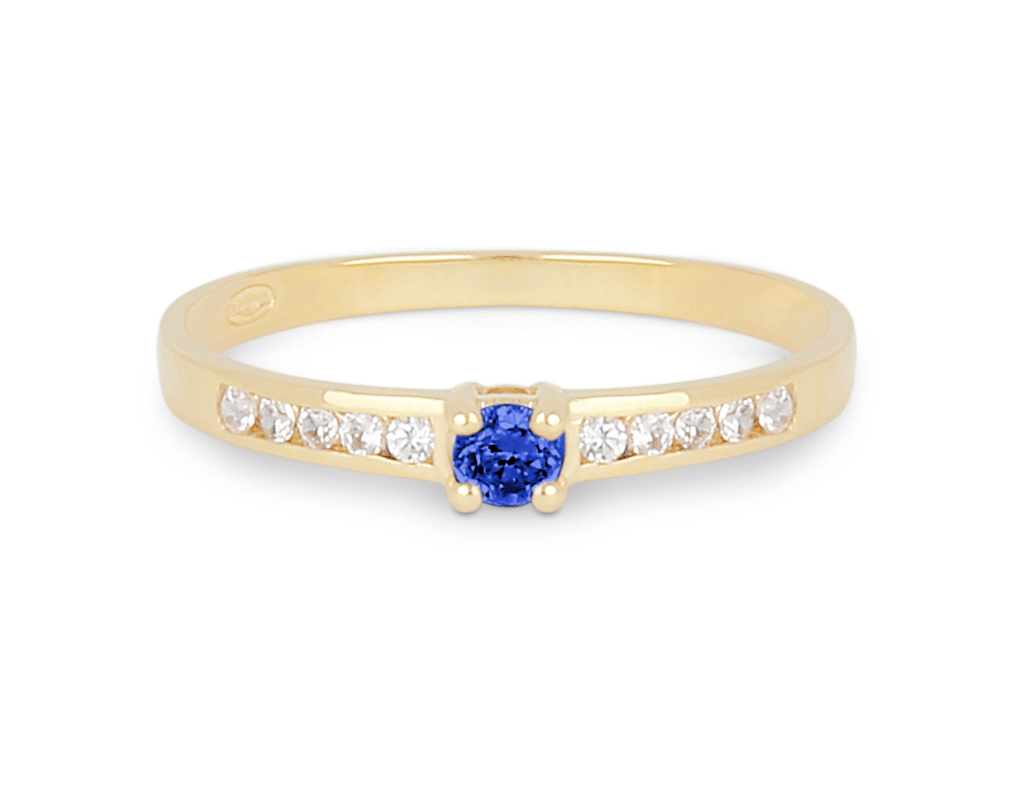 Bague Saphir et Diamants Accompagné Or Jaune 750