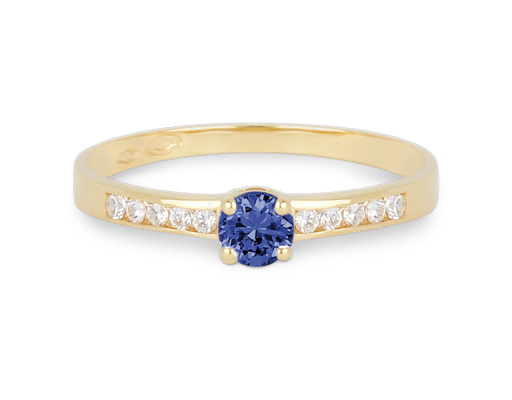 Bague Saphir et Diamants Accompagné Or Jaune 750 – Image 3