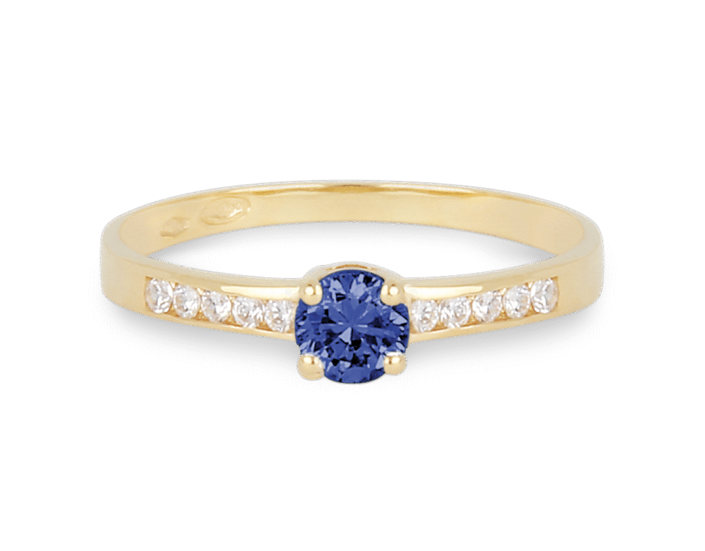 Bague Saphir et Diamants Accompagné Or Jaune 750 – Image 2