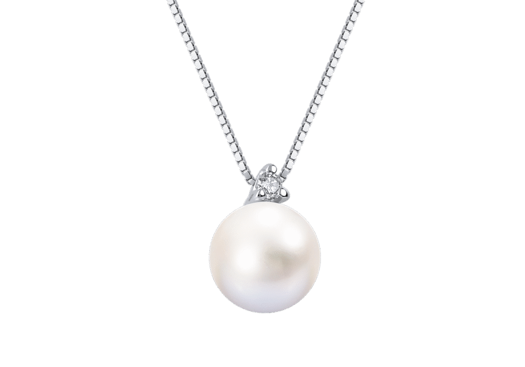 Collier Perle Akoya Japan et Diamant Or Blanc 750, Longueur 40 à 42 cm