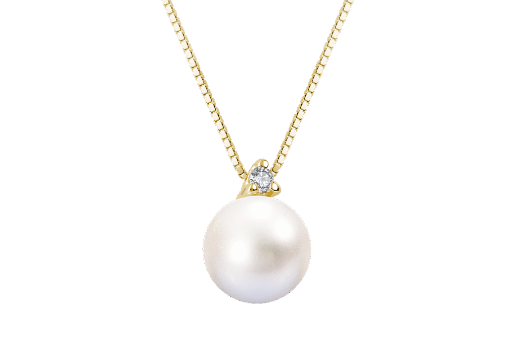 Collier Perle Akoya Japan et Diamant Or Jaune 750, Longueur 40 à 42 cm