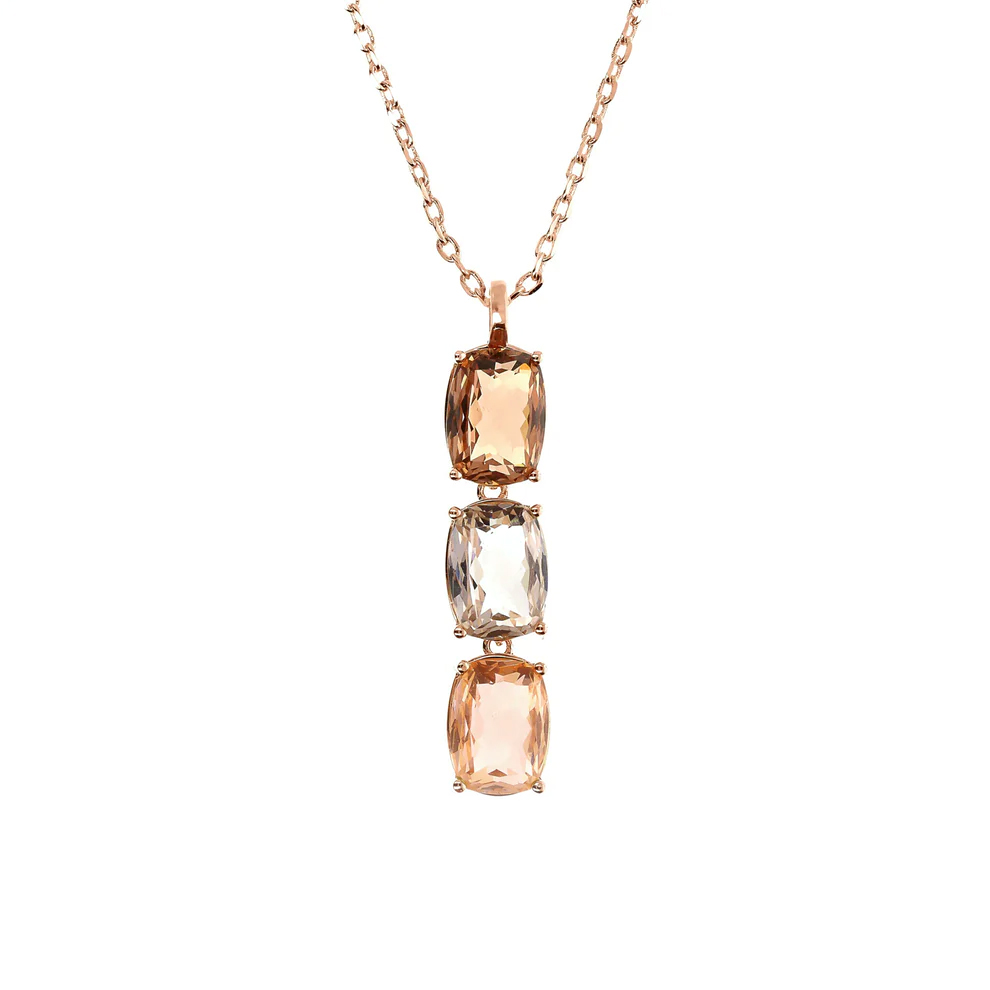 Collier avec Pierre Prisma Gem Taille Mosaïque Champagne