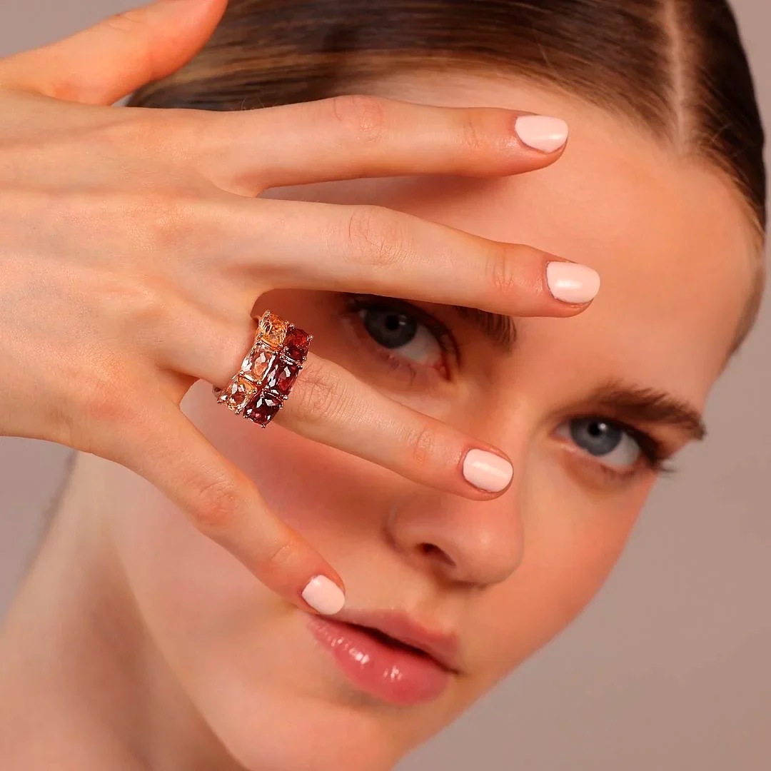 Bague Riviera avec Prisme Gem Taille Mosaïque Champagne – Image 2