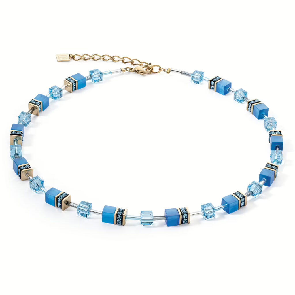 Collier Les Georgettes GeoCUBE® Iconic Mono Or turquoise