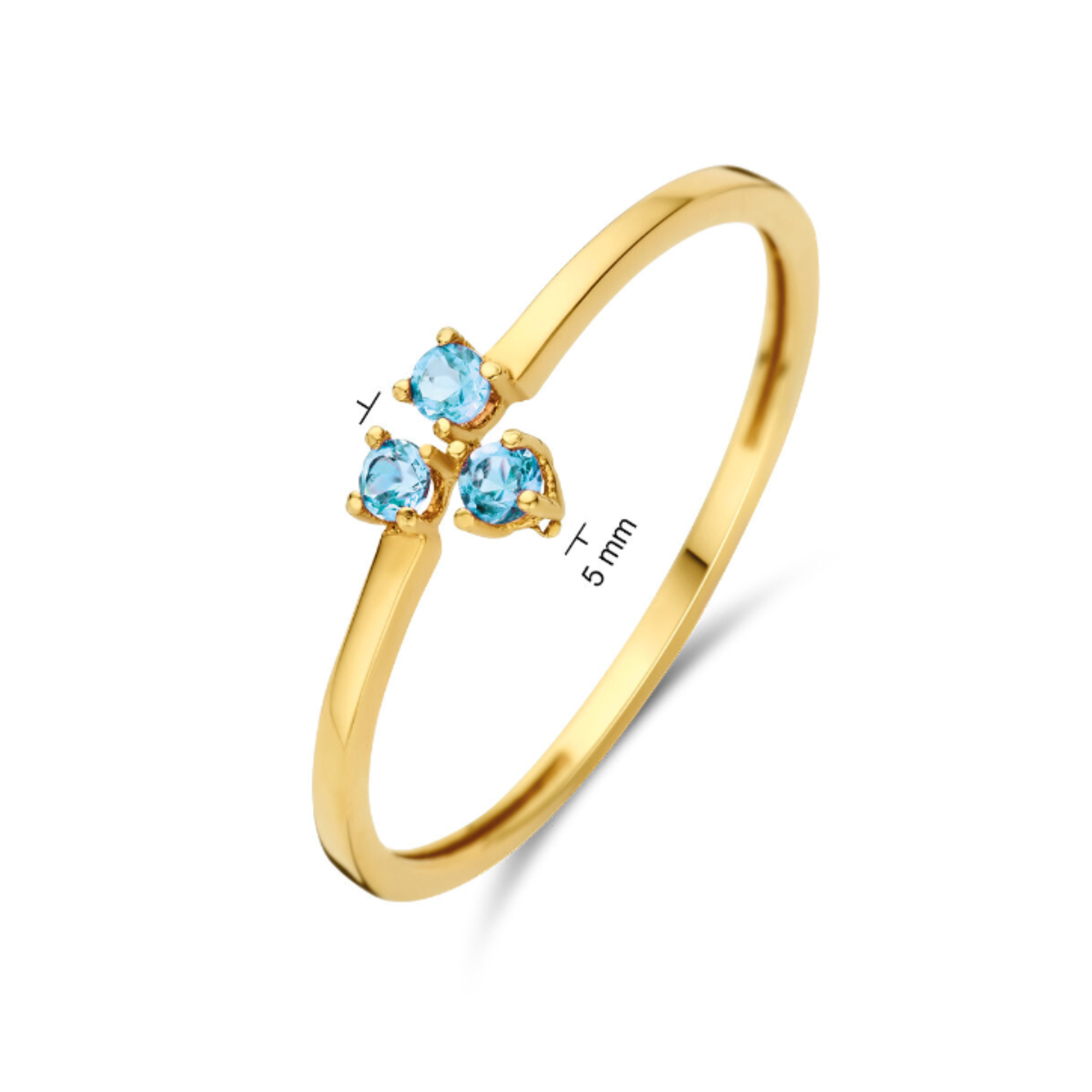 Bague Topaze Bleue Londres Triangulaire - Or 14 carats ref.JKR24.017 – Image 3