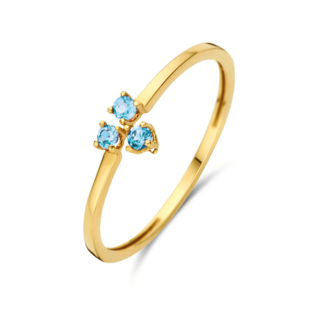 Bague Topaze Bleue Londres Triangulaire - Or 14 carats ref.JKR24.017