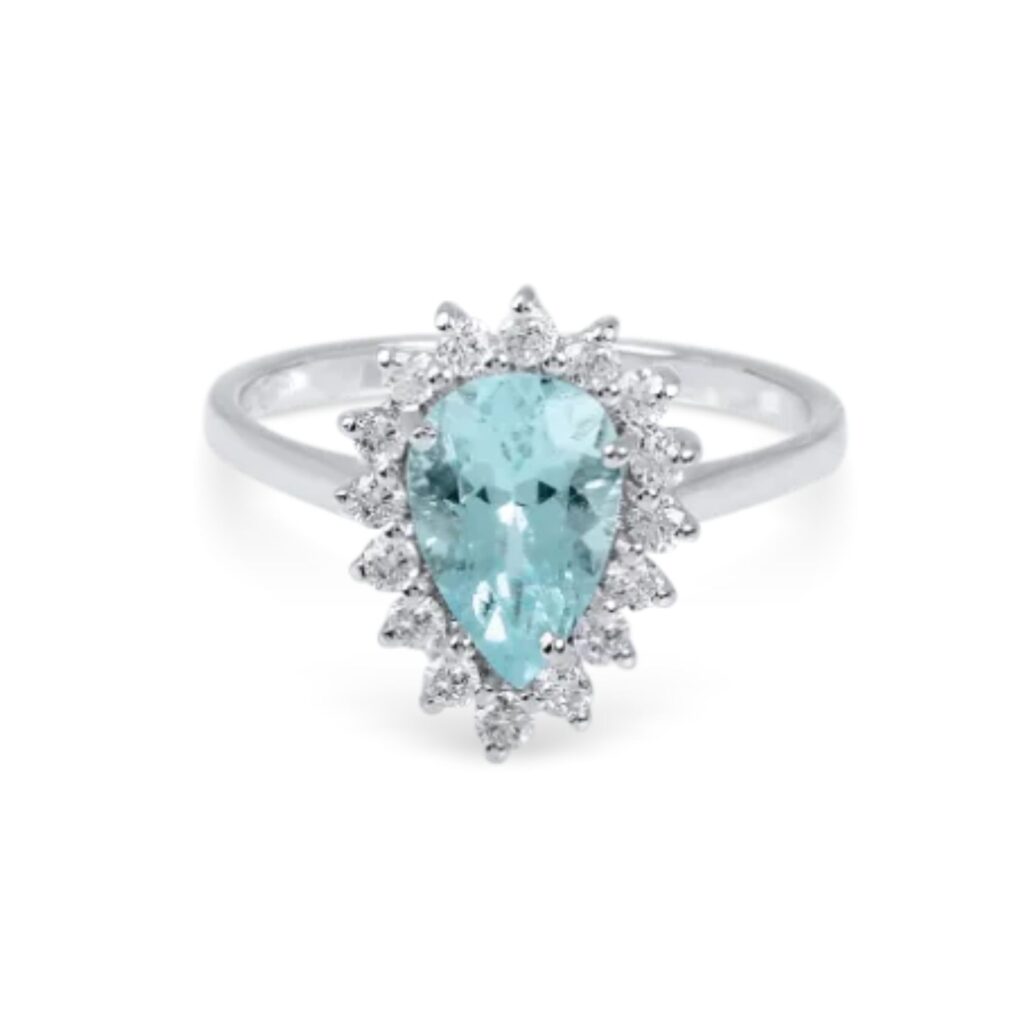 Bague Aigue-marine et Diamants Or Blanc 18kt 118.D.160.032.W
