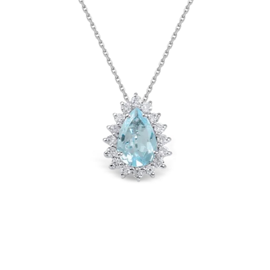 Collier Aigue-marine et Diamants Or Blanc 18kt 138.D.160.032.W.B1